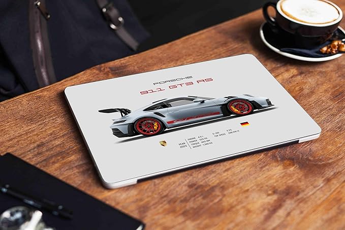 Full Body Laptop Skins Sticker Laminated HD Quality Vinyl fits up to 15.6 inches. Compatible with Dell, Lenovo, Acer, HP, Asus, Porsche 911 GT3 RS 2023-Self-Adhesive.