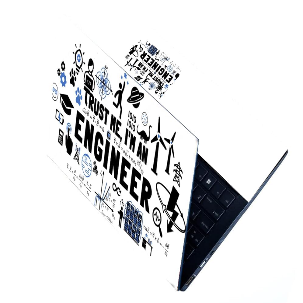 Full Laptop Skin Bubble-Free HD Quality Sticker for Laptops Up to 15.6" Compatible with Apple, Dell, HP, Lenovo, Acer, Asus, Sony (Dustproof Waterproof Scratchproof Reusable)