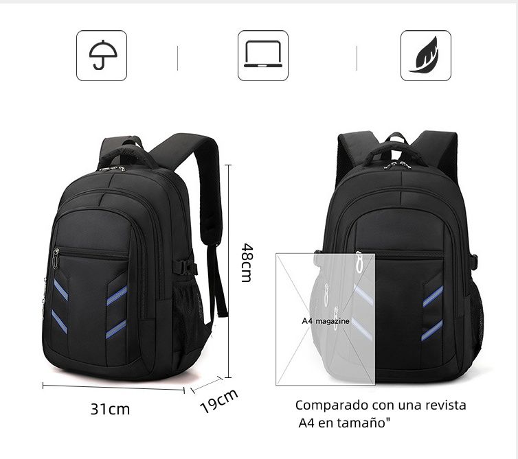 School Bag Backpack for Men Women School Bag Bookbag USB Laptop Bag Notebook Bag Travel Bag Anti-Theft Leisure Nylon Cloth Bags