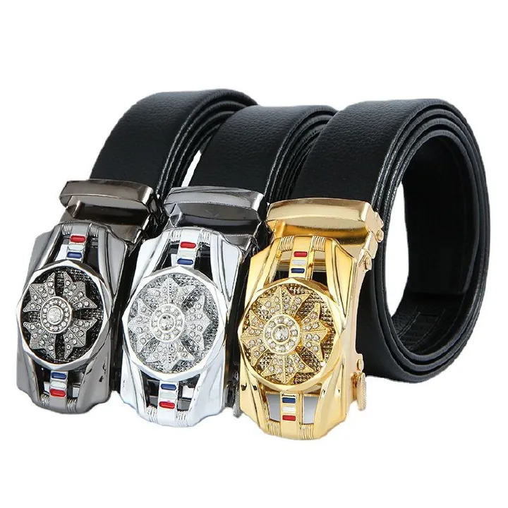 HOOSUFU High-quality New double-sided rotary buckle belt men's casual business men's leather belts Classic Belt High Elastic Metal Hook Outdoor  High QualityNew leather Belt