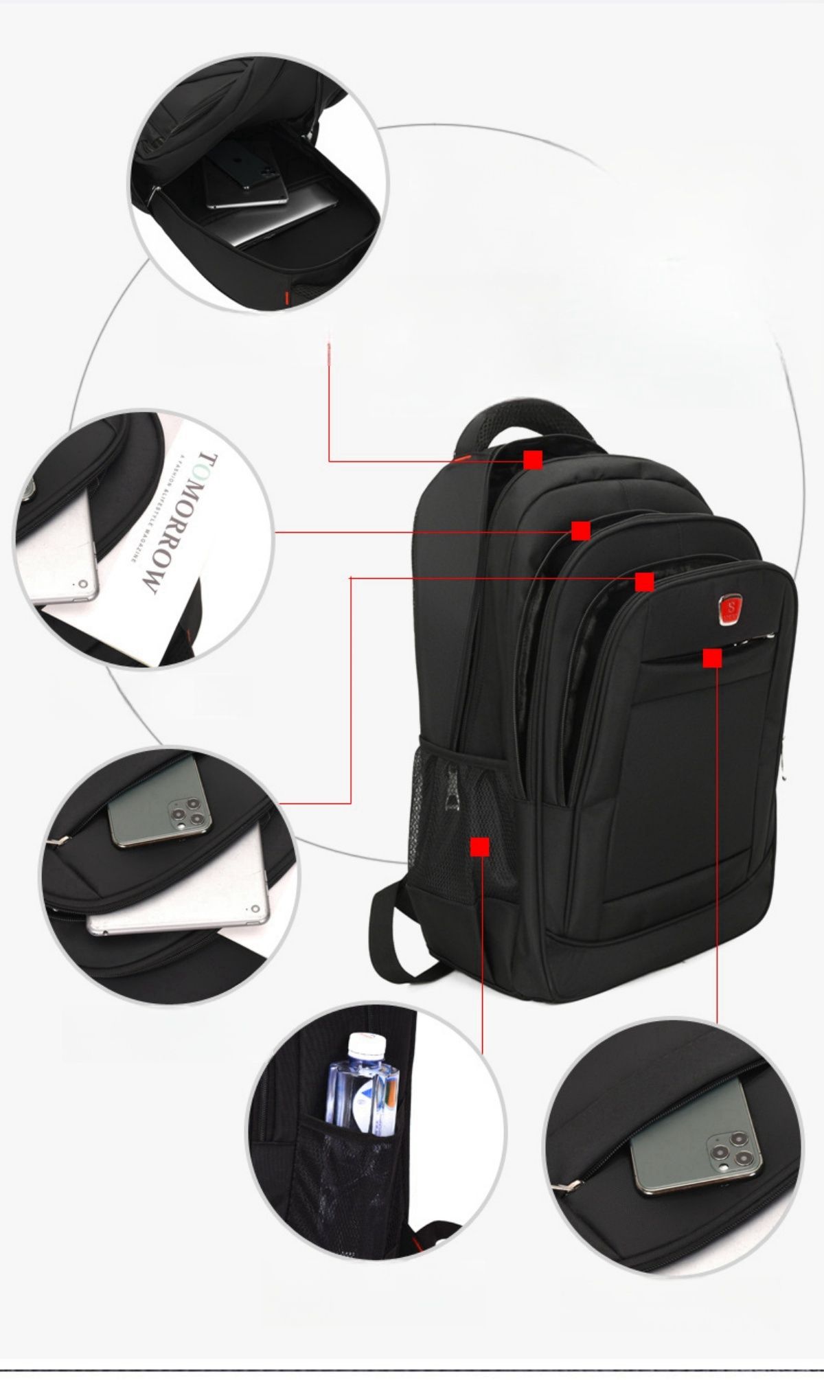 Men's Backpack High Density Waterproof Oxford Cloth Traveling Bag Casual Backpack Business Duty Laptop Bag Schoolbag