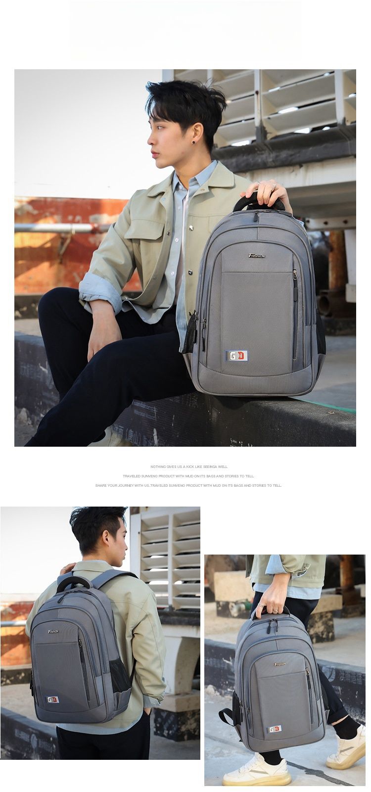 HOOSUFU Men's Backpack High Density Waterproof Oxford Cloth Traveling Bag Casual Backpack Business Duty Laptop Bag Schoolbag