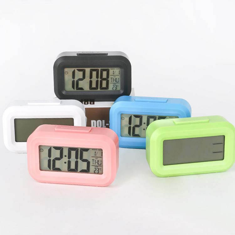 Creative Digital Smart Bell Temperature Snooze Alarm Clock Mute Backlight Electronic Clock
