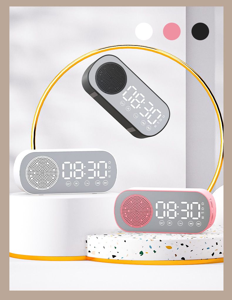 Digital Alarm Clock Wireless Bluetooth Speaker Support TF FM Radio Sound Box Bass Subwoofer Boombox Desktop Music Player
