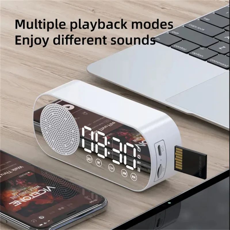 Digital Alarm Clock Wireless Bluetooth Speaker Support TF FM Radio Sound Box Bass Subwoofer Boombox Desktop Music Player