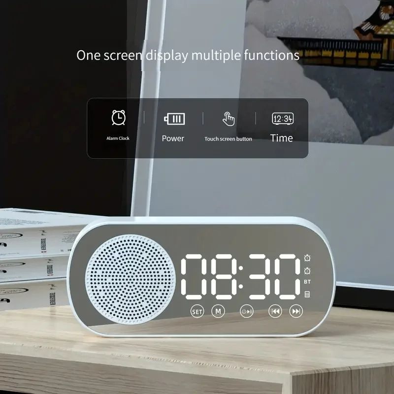 Digital Alarm Clock Wireless Bluetooth Speaker Support TF FM Radio Sound Box Bass Subwoofer Boombox Desktop Music Player