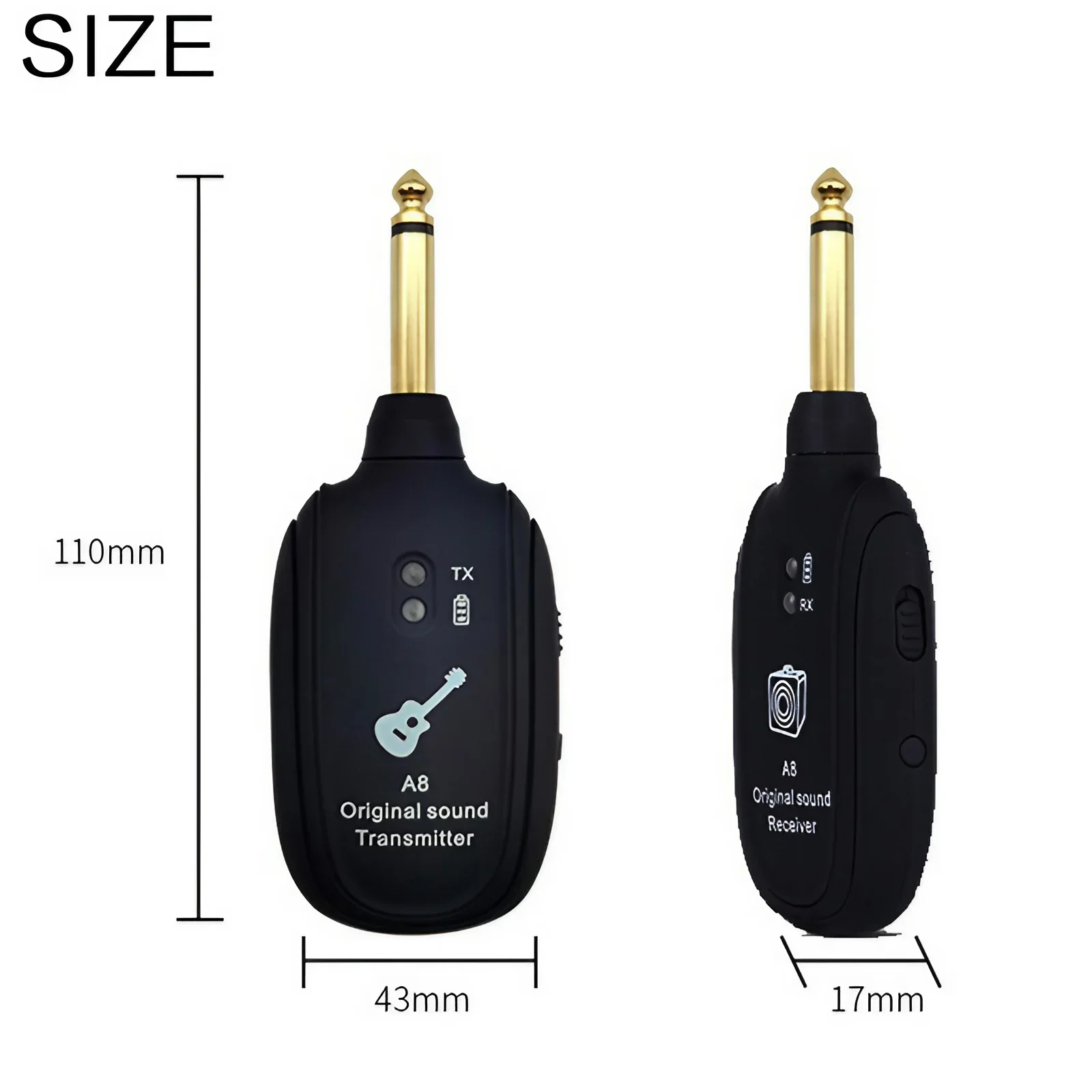 Musical Instrument Accessories UHF Guitar Wireless System Transmitter Receiver Built-in Rechargeable Wireless Guitar Transmitter