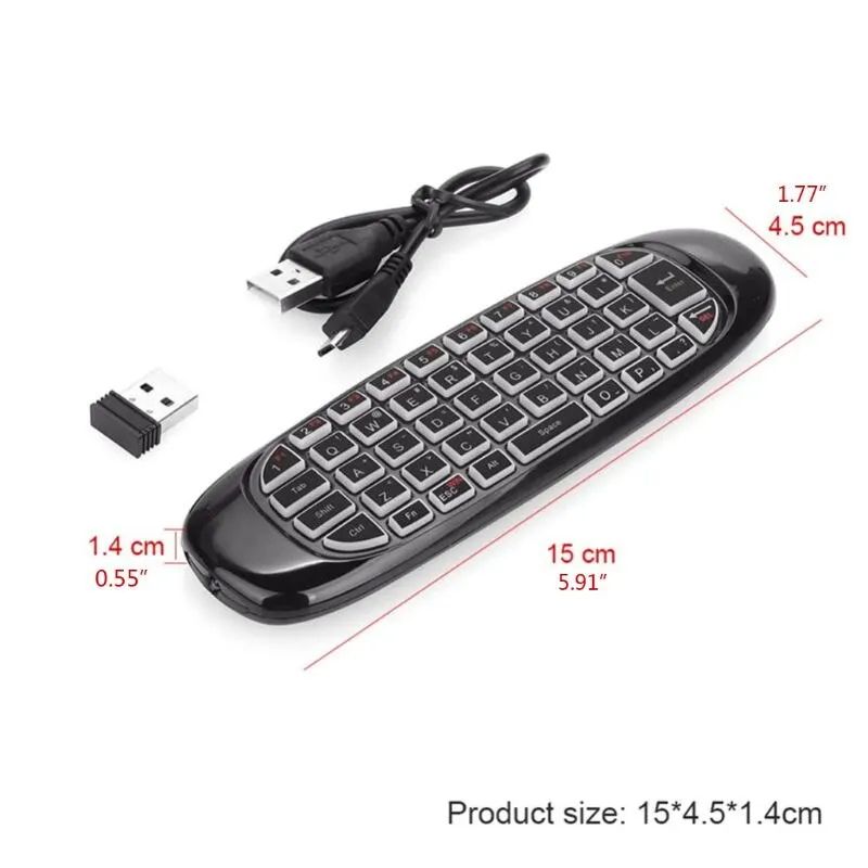 C120 RGB 7 Backlight Fly Air Mouse Gyro Sensor Wireless 2.4G RF Keyboard Remote Control For Gaming Android Smart TV Box