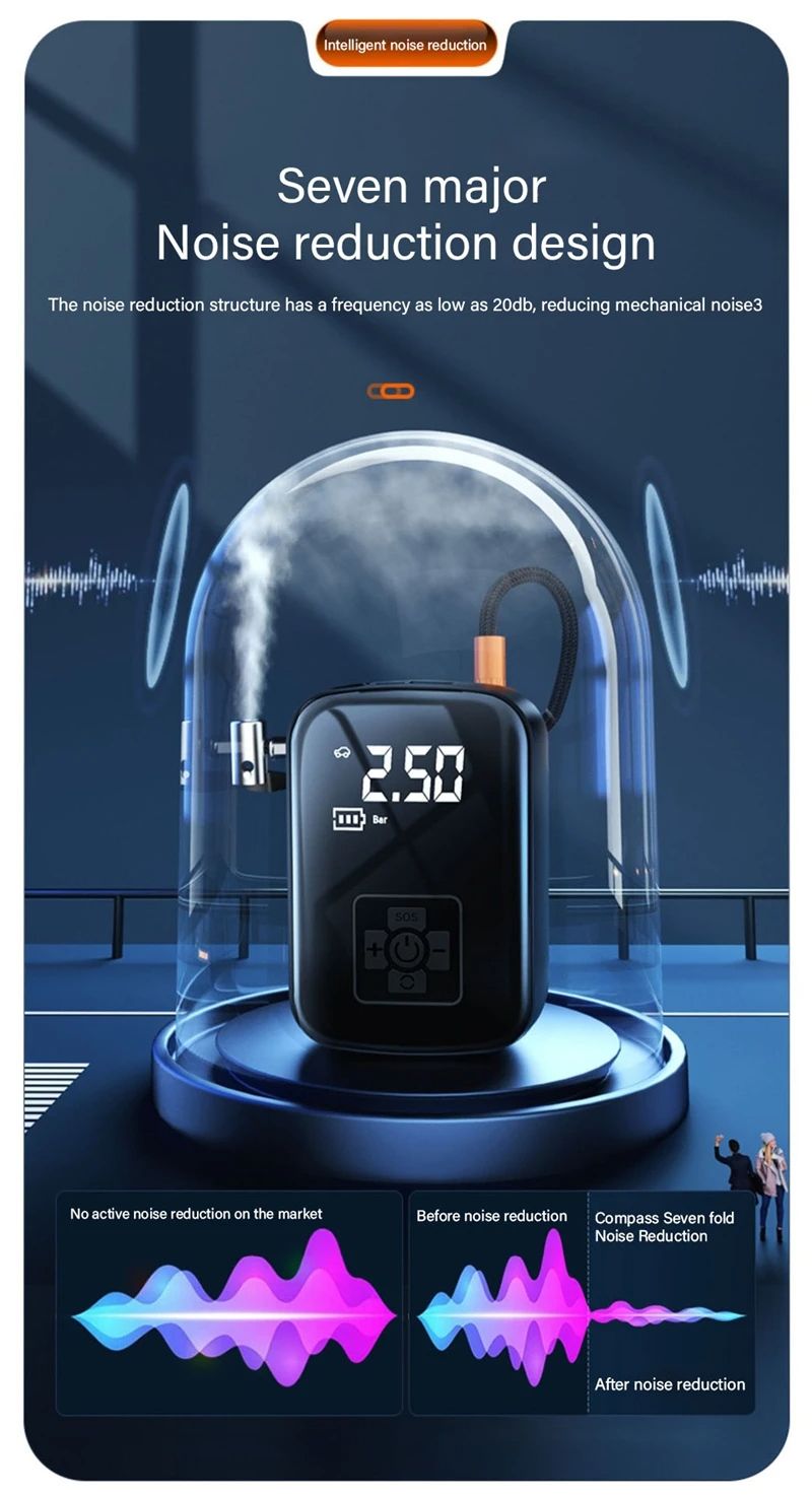 Wireless Car Air Compressor Air Pump Portable Air Pump  Wireless Car Air Compressor Air Pump Electric Tire Inflator Pump for Motorcycle Bicycle Boat AUTO Tyre Balls Inflatable