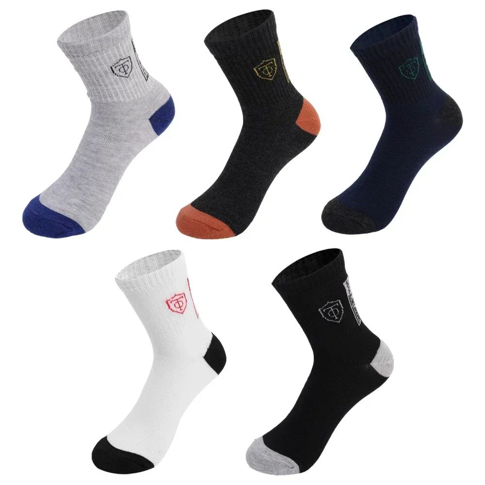 8 styles 5Pairs Breathable Cotton Sports Stockings Men Bamboo Fiber Autumn and Winter Men Socks Sweat Absorption Deodorant Business Sox