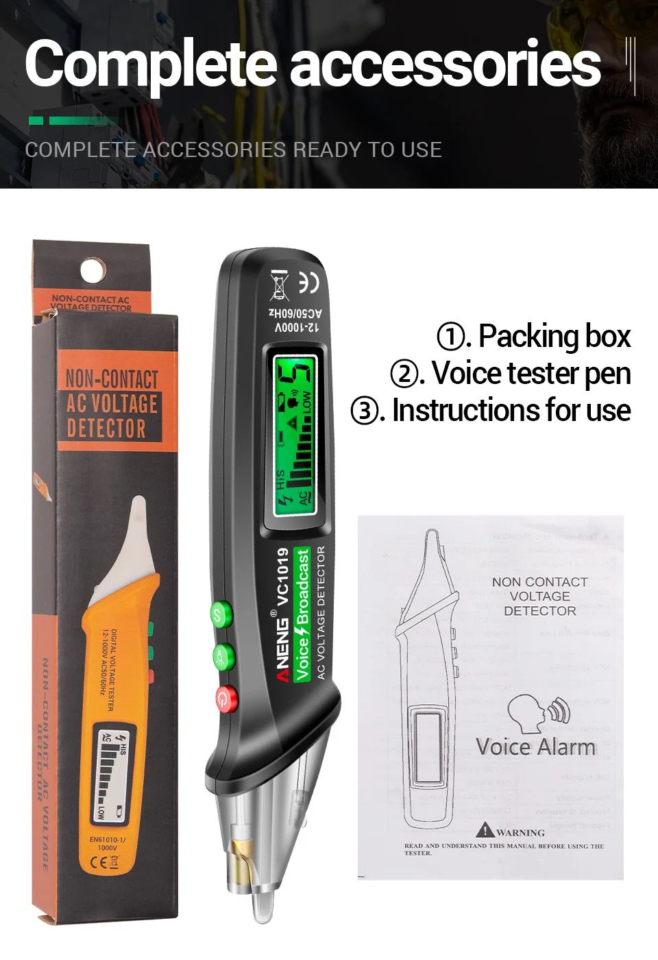 ANENG VC1019 Circuit Breaker Finder with Voice Broadcast and Infrared Sensor Positioning Voltage Tester Electric Wire Detector