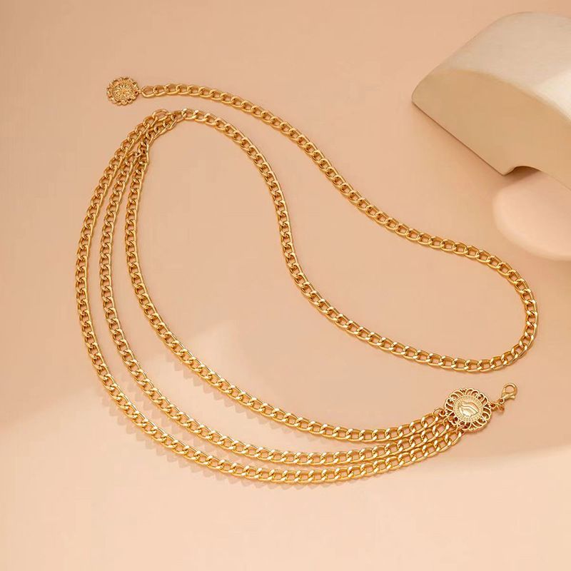 Women Fashion Belt Hip High Waist Gold Silver Narrow Metal Chain Chunky Fringes Crystal Diamond Waist Chain Corset Chain Belt