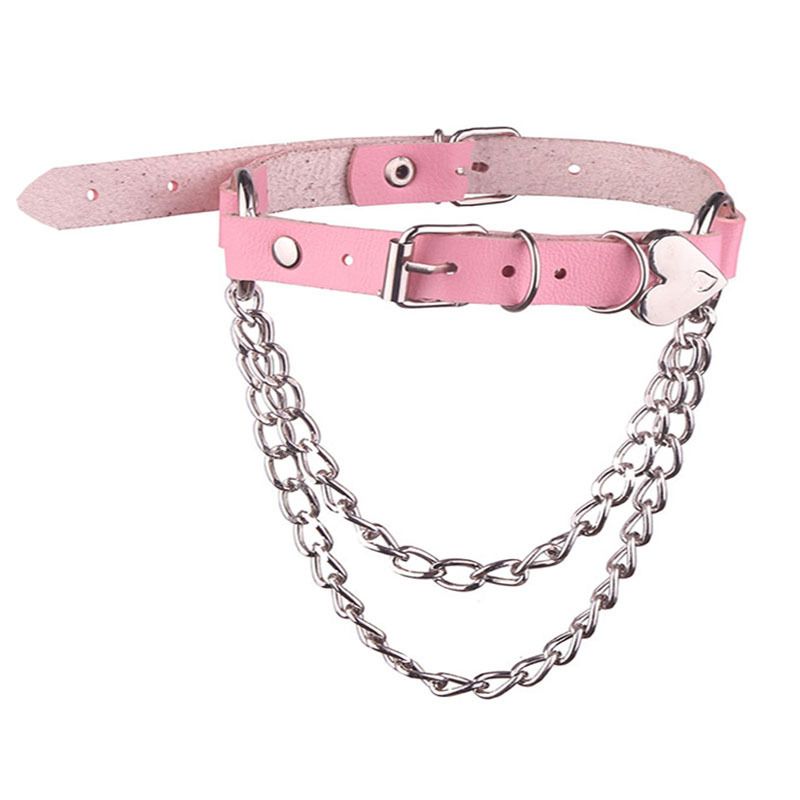 New Pattern Women Sexy Gothic Lock Harajuku Chocker Necklace Heart Key Rivets Black Goth Punk Chokers Gothic Choker Necklace