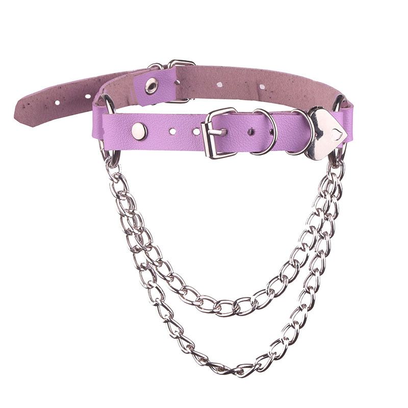 New Pattern Women Sexy Gothic Lock Harajuku Chocker Necklace Heart Key Rivets Black Goth Punk Chokers Gothic Choker Necklace