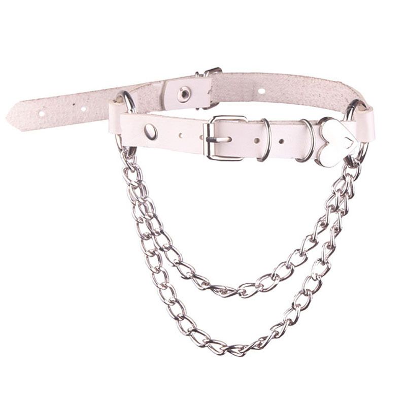 New Pattern Women Sexy Gothic Lock Harajuku Chocker Necklace Heart Key Rivets Black Goth Punk Chokers Gothic Choker Necklace