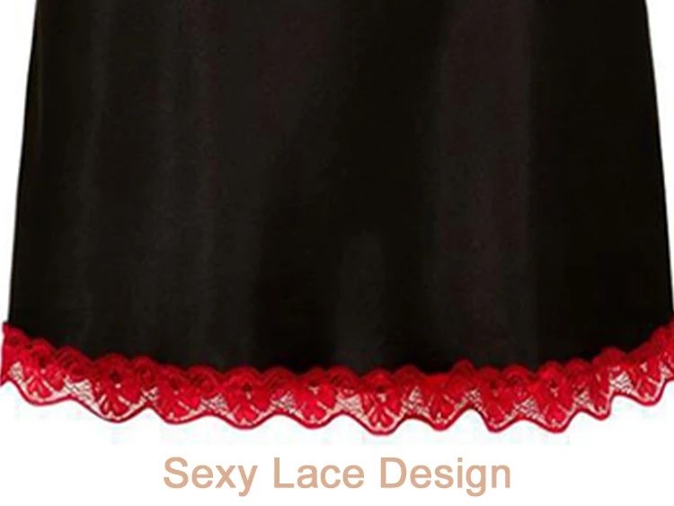 Women Sexy Sleepwear Nightdress Lace Silk Satin Night Dress Sleeveless Nighties V-neck Nightgown Plus Size Nightwear