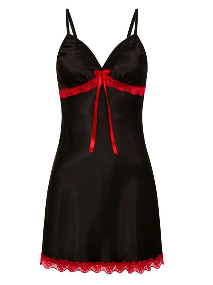 Women Sexy Sleepwear Nightdress Lace Silk Satin Night Dress Sleeveless Nighties V-neck Nightgown Plus Size Nightwear