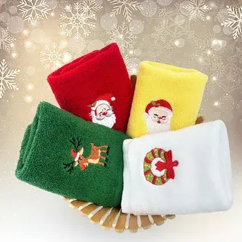 Soft Cotton Towels 3pcs Set Merry Christmas Santa Claus Hand Towels 32x45cm Absorbent Hand Bath Towels for Home Hotel Bathroom