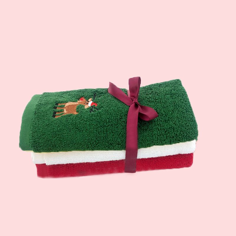Soft Cotton Towels 3pcs Set Merry Christmas Santa Claus Hand Towels 32x45cm Absorbent Hand Bath Towels for Home Hotel Bathroom