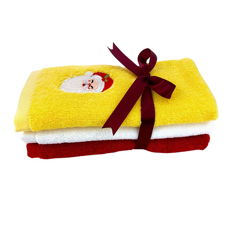 Soft Cotton Towels 3pcs Set Merry Christmas Santa Claus Hand Towels 32x45cm Absorbent Hand Bath Towels for Home Hotel Bathroom