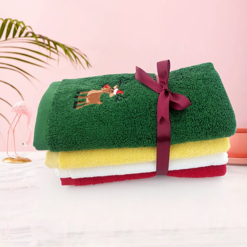 Soft Cotton Towels 3pcs Set Merry Christmas Santa Claus Hand Towels 32x45cm Absorbent Hand Bath Towels for Home Hotel Bathroom
