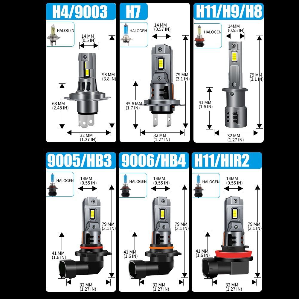 2 pcs  H7 LED Headlight Bulb Mini Wireless 60W 20000LM 6500K CSP for Car Headlamp Auto Diode Lamps H7 Turbo Led 12V Automobile