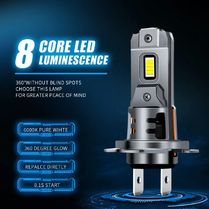 2 pcs  H7 LED Headlight Bulb Mini Wireless 60W 20000LM 6500K CSP for Car Headlamp Auto Diode Lamps H7 Turbo Led 12V Automobile
