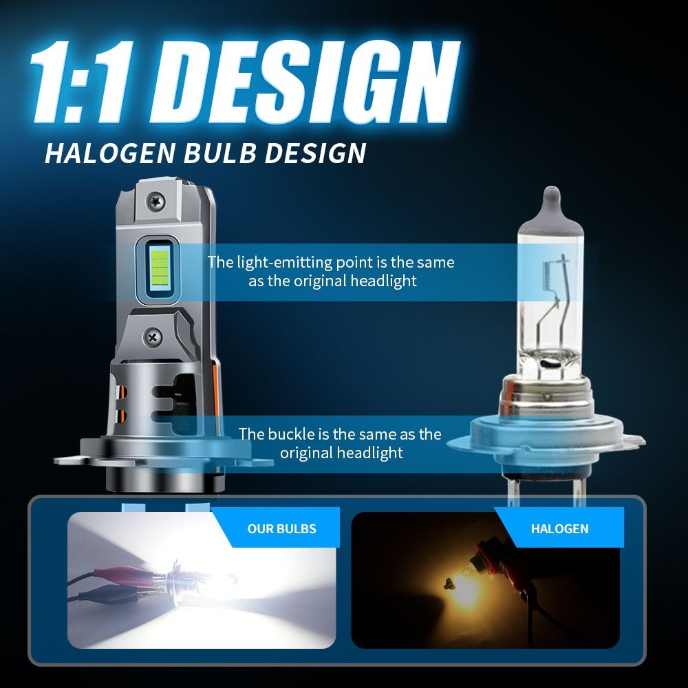 2 pcs  H7 LED Headlight Bulb Mini Wireless 60W 20000LM 6500K CSP for Car Headlamp Auto Diode Lamps H7 Turbo Led 12V Automobile