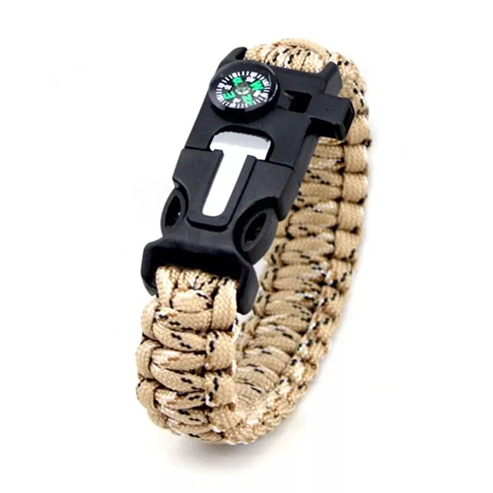 Outdoor Multi-function Paracord Survival Bracelet Men Women Camping Adventure Emergency Rescue Survival Rope Multi-function Survival Bracelet With Knife Compass Fire Starter Parachute Rope Wh Bracelet