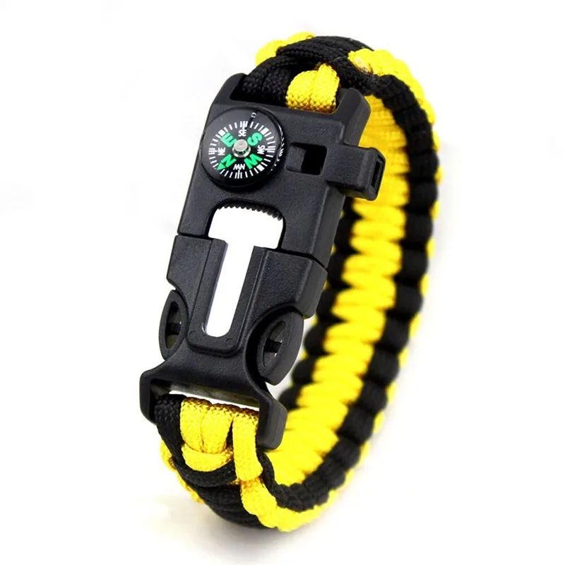 Outdoor Multi-function Paracord Survival Bracelet Men Women Camping Adventure Emergency Rescue Survival Rope Multi-function Survival Bracelet With Knife Compass Fire Starter Parachute Rope Wh Bracelet