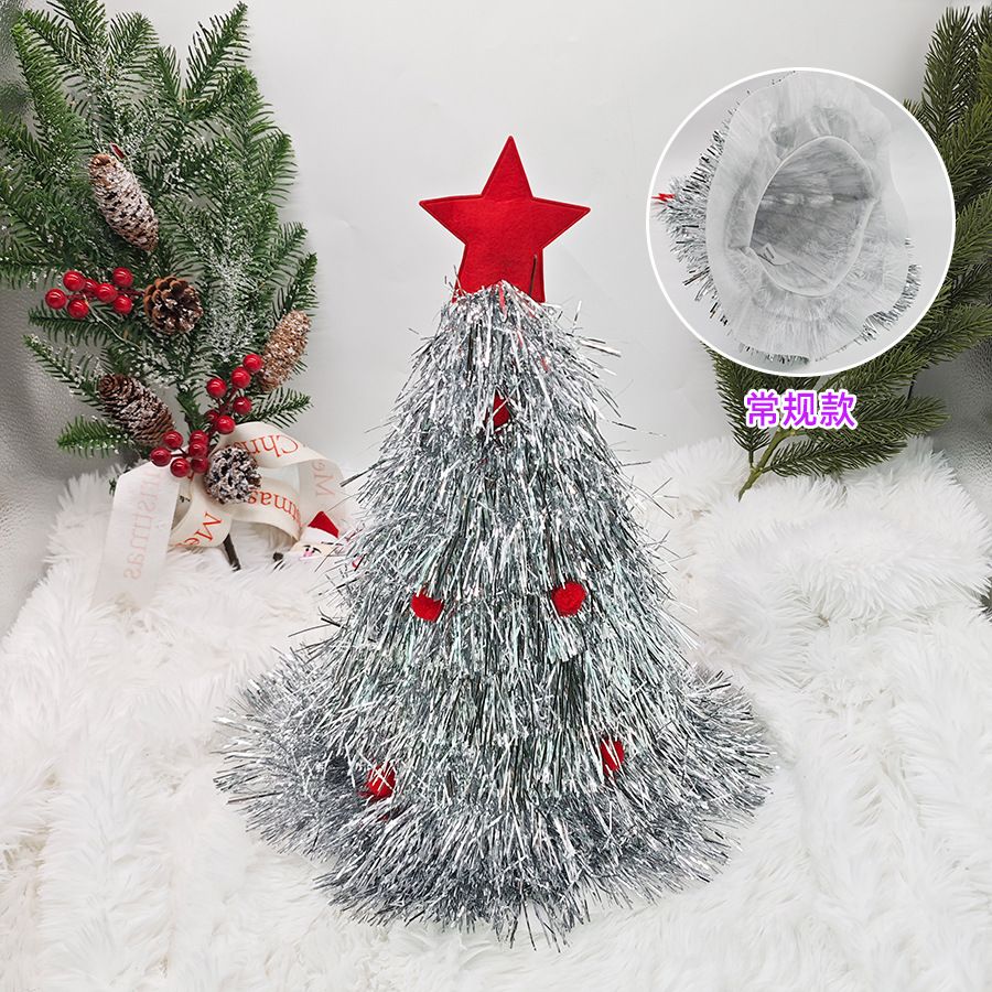 New Creative Christmas Hat Shiny Tinsel Colorful Poms Christmas Themed Hats Clothing Party Role-Playing Home Holiday Party Decor