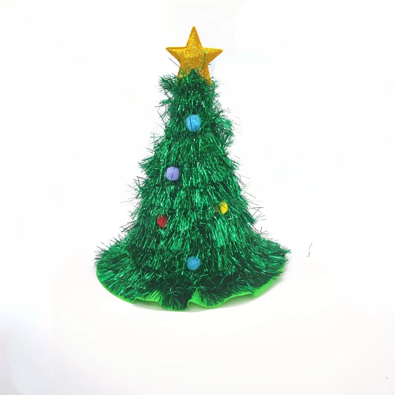 New Creative Christmas Hat Shiny Tinsel Colorful Poms Christmas Themed Hats Clothing Party Role-Playing Home Holiday Party Decor