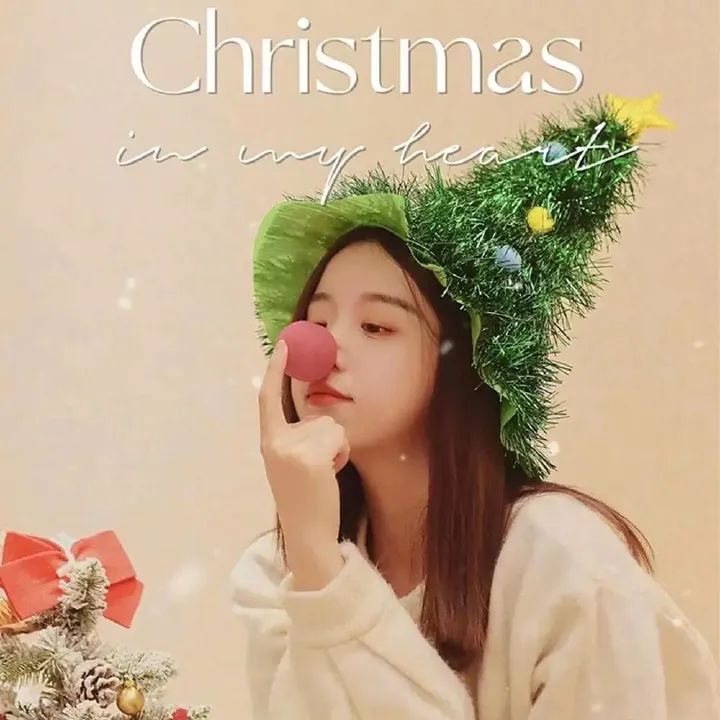 New Creative Christmas Hat Shiny Tinsel Colorful Poms Christmas Themed Hats Clothing Party Role-Playing Home Holiday Party Decor
