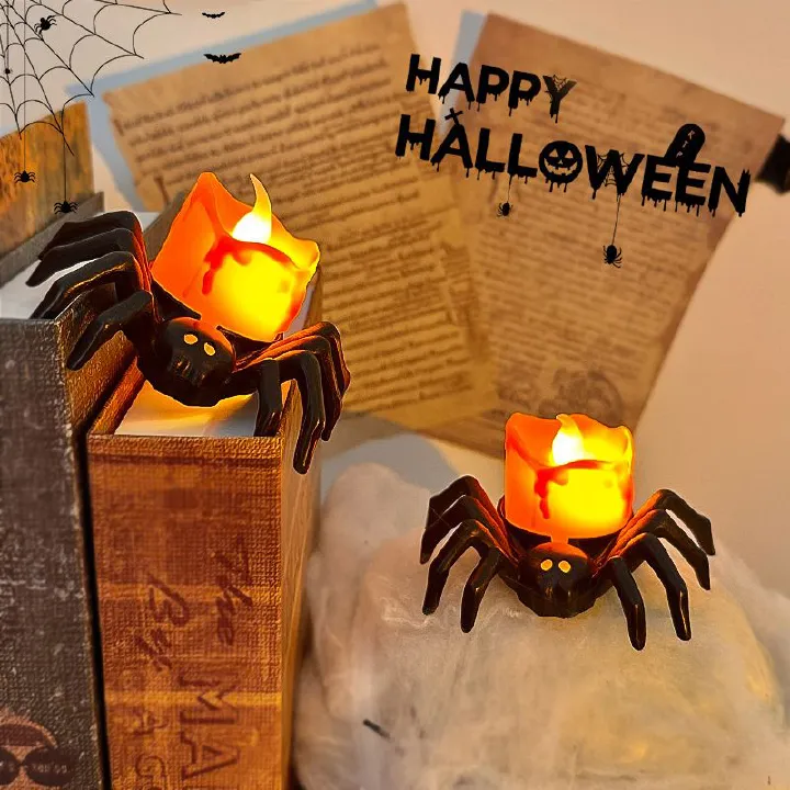 5pcs Halloween Decoration Spider Night Lights Party Supplies Decoration Props Bar, Haunted House, Horror Party Accessories