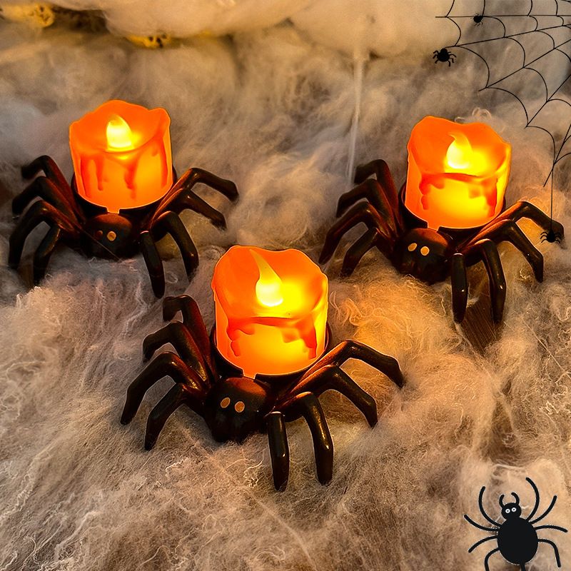 5pcs Halloween Decoration Spider Night Lights Party Supplies Decoration Props Bar, Haunted House, Horror Party Accessories