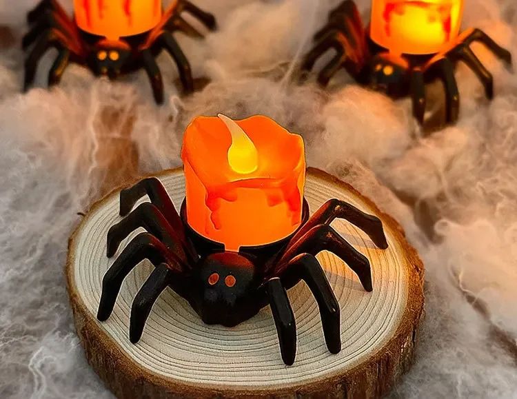 5pcs Halloween Decoration Spider Night Lights Party Supplies Decoration Props Bar, Haunted House, Horror Party Accessories