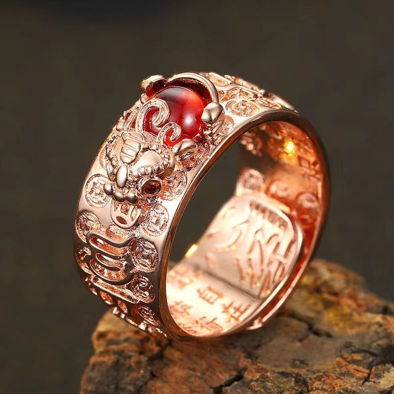 Chinese Feng Shui Pixiu Ring Silver Plated Copper Coins Adjustable Rings for Women Men Amulet Wealth Lucky Jewelry Birthday Gift