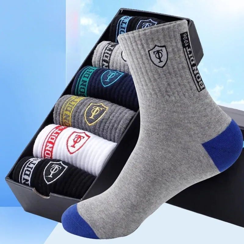 8 styles 5Pairs Breathable Cotton Sports Stockings Men Bamboo Fiber Autumn and Winter Men Socks Sweat Absorption Deodorant Business Sox
