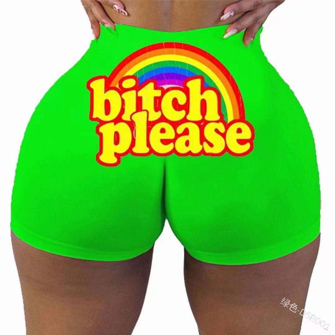 Women High Waist Sexy Yoga Shorts Printed Snickers Mini Shorts Sexy Beach Gril Fitness Booty Skinny Shorts