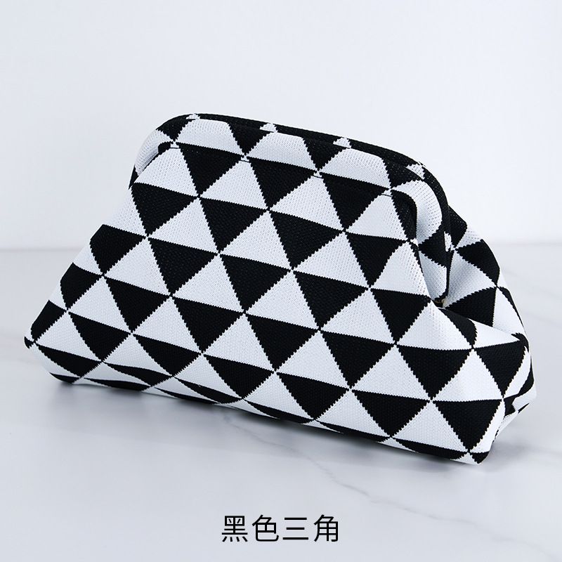 New 2024 Knit Tote Bag Striped Cloud Large Capacity Everyday Color Block Clip on Bag Cross Border Hit Bags for Women