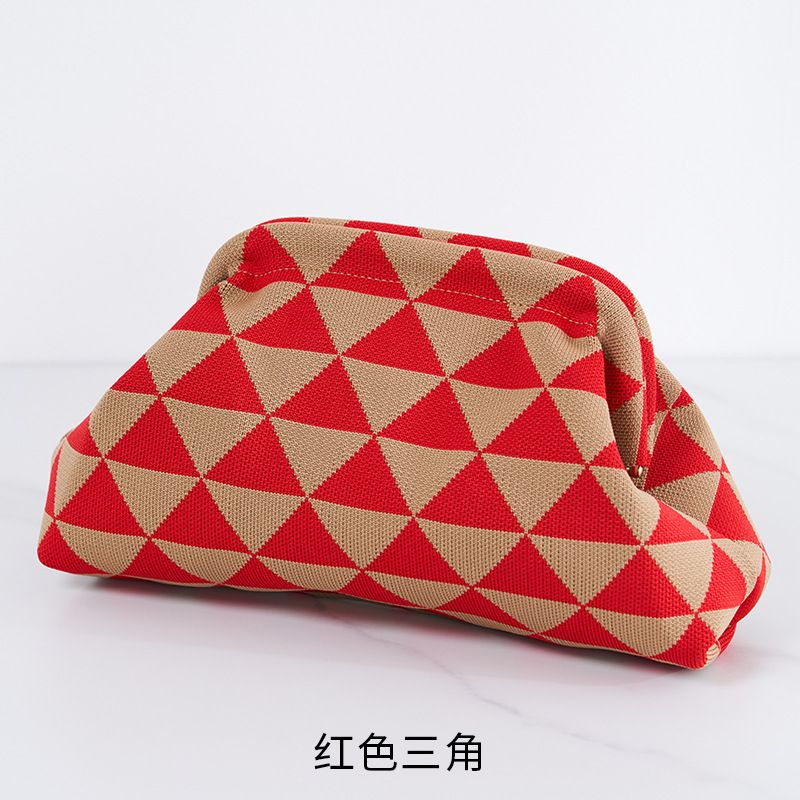 New 2024 Knit Tote Bag Striped Cloud Large Capacity Everyday Color Block Clip on Bag Cross Border Hit Bags for Women