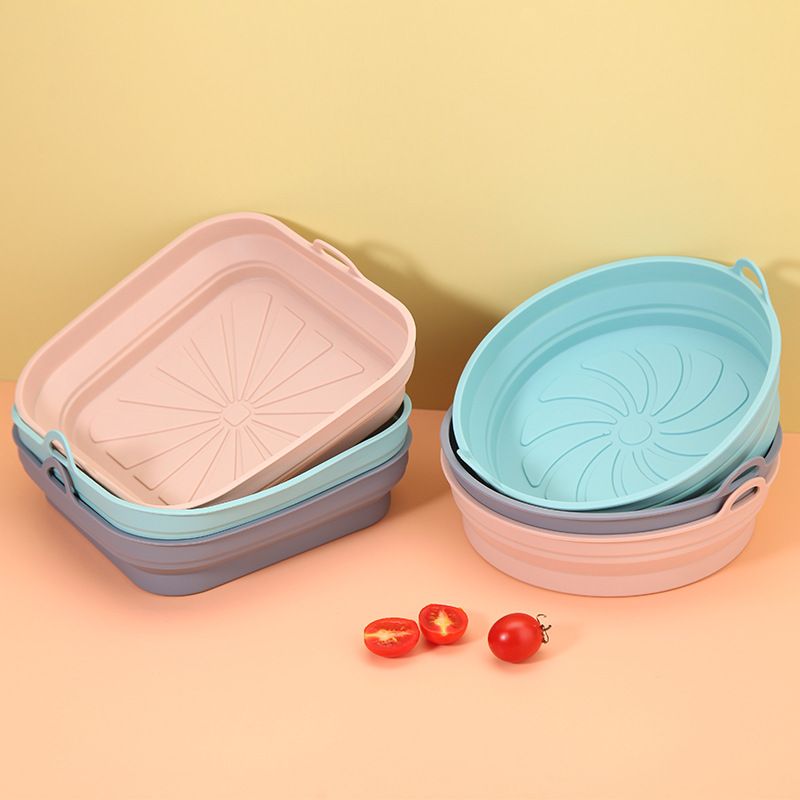 Air Fryer Silicone Basket Pot Square Foldable Airfryer Oven Baking Tray Mold Liner Reusable Oil-Free Kitchen Cooking Accessories