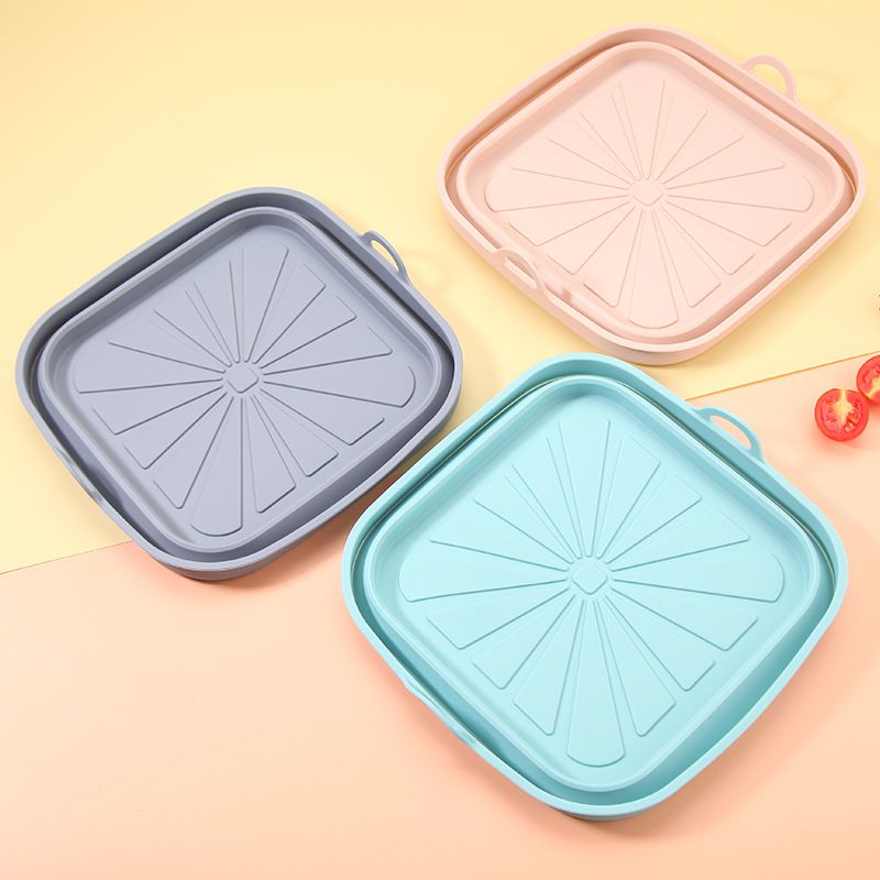 Air Fryer Silicone Basket Pot Square Foldable Airfryer Oven Baking Tray Mold Liner Reusable Oil-Free Kitchen Cooking Accessories