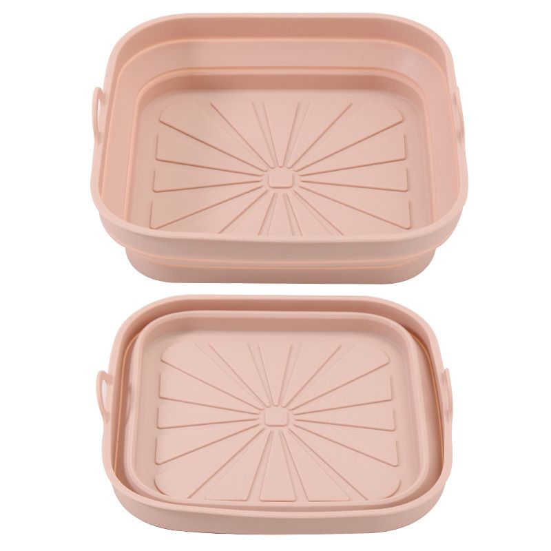 Air Fryer Silicone Basket Pot Square Foldable Airfryer Oven Baking Tray Mold Liner Reusable Oil-Free Kitchen Cooking Accessories