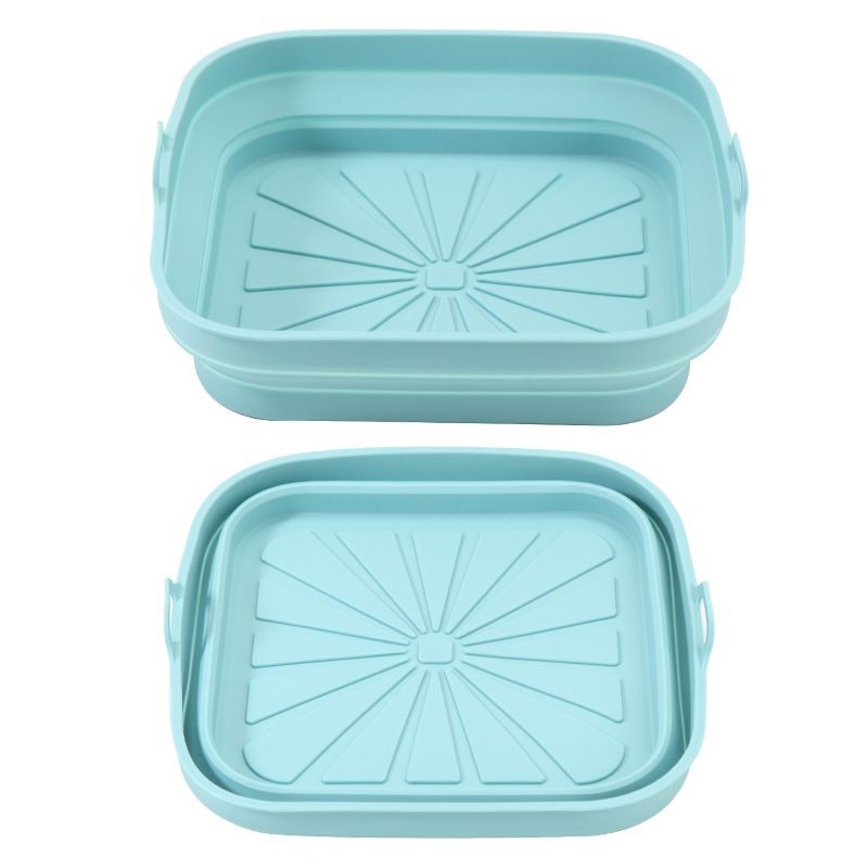 Air Fryer Silicone Basket Pot Square Foldable Airfryer Oven Baking Tray Mold Liner Reusable Oil-Free Kitchen Cooking Accessories