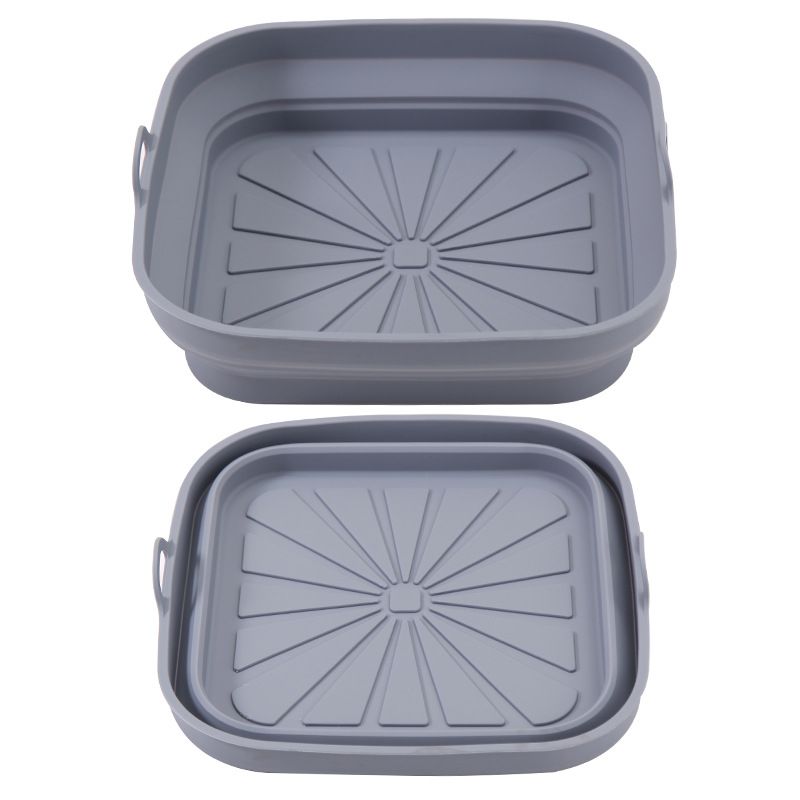 Air Fryer Silicone Basket Pot Square Foldable Airfryer Oven Baking Tray Mold Liner Reusable Oil-Free Kitchen Cooking Accessories