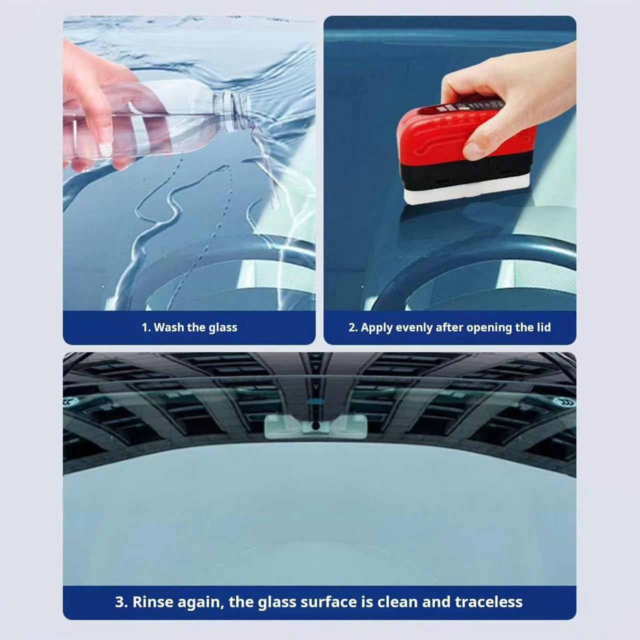 120ml Car Glass Cleaner Automotive Glass Sponge Cleaning Brush Windshield Oil Film Cleaner Glass Polishing Agent Car Maintenance