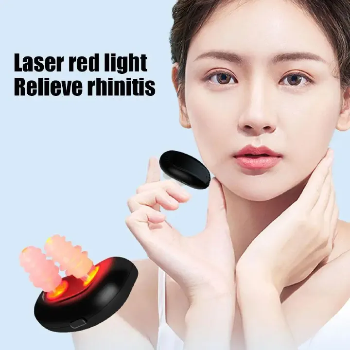 1pc Portable Infrared Rhinitis Device Double Holes Low Frequency Pulse Nose Massage Nose Care Therapy Machine Black
