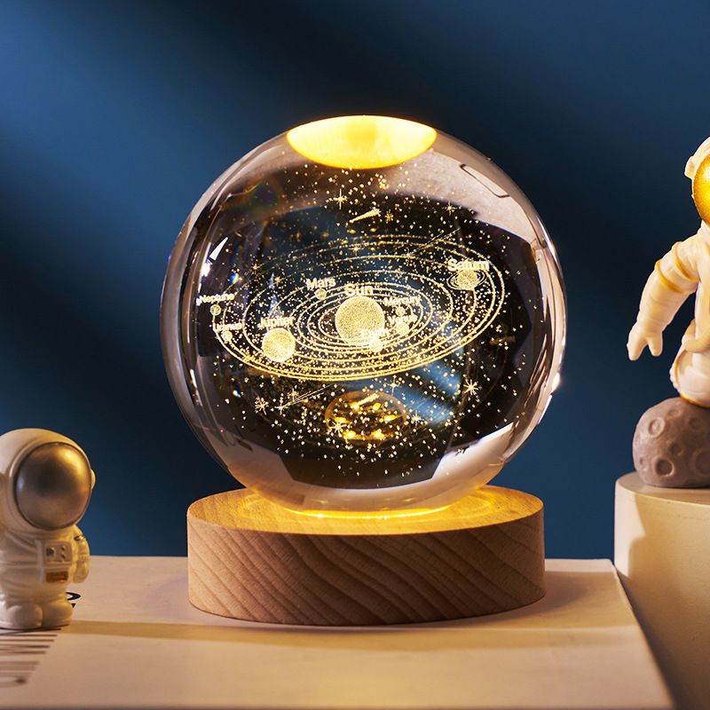 Luminous Crystal Ball LED Night Light Unique 3D Crystal Ball Lamp with Galaxy and Planetary Projections USB Night Light for Cozy Atmosphere plasma ball