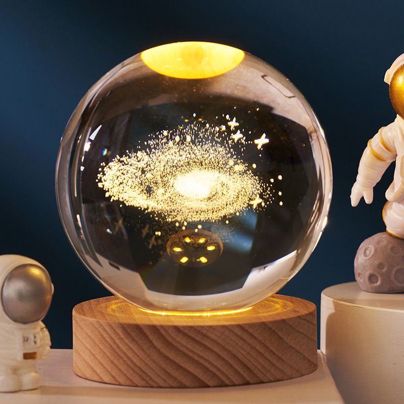 Luminous Crystal Ball LED Night Light Unique 3D Crystal Ball Lamp with Galaxy and Planetary Projections USB Night Light for Cozy Atmosphere plasma ball